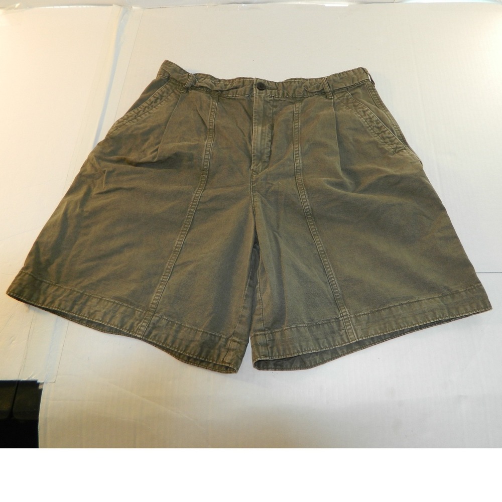 Everlane Utility Mom Shorts Women 12 Olive Green Organic Cotton Linen Pleated